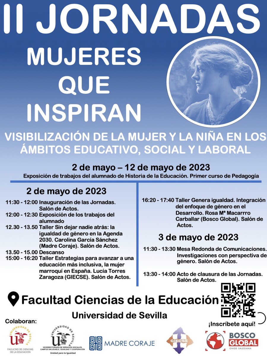 II Jornadas Mujeres que Inspiran en <a href="/EducacionUs/">Facultad de Ciencias de la Educación <a href="/unisevilla/">Universidad de Sevilla</a></a> de la @unisevilla. Inscripciones: forms.gle/zPWTQeAeod7dh2…