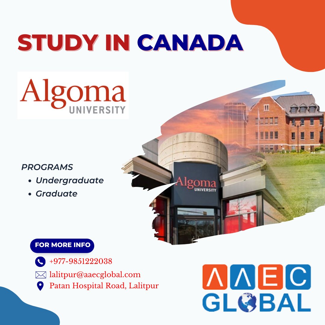 AAECNepal's tweet photo. Find Your Future with ALGOMA UNIVERSITY.๐๐จ๐ฆ
Unlock your potential and discover the beauty of Canada with world-class education. Start your journey today!
Register now ๐ https://t.co/LmxPIKlukR
#StudyInCanada #StudyAbroad #IELTS #AlgomaUniversity #Canada #StudyWithAAEC #AAEC https://t.co/hC7Q9amAUu