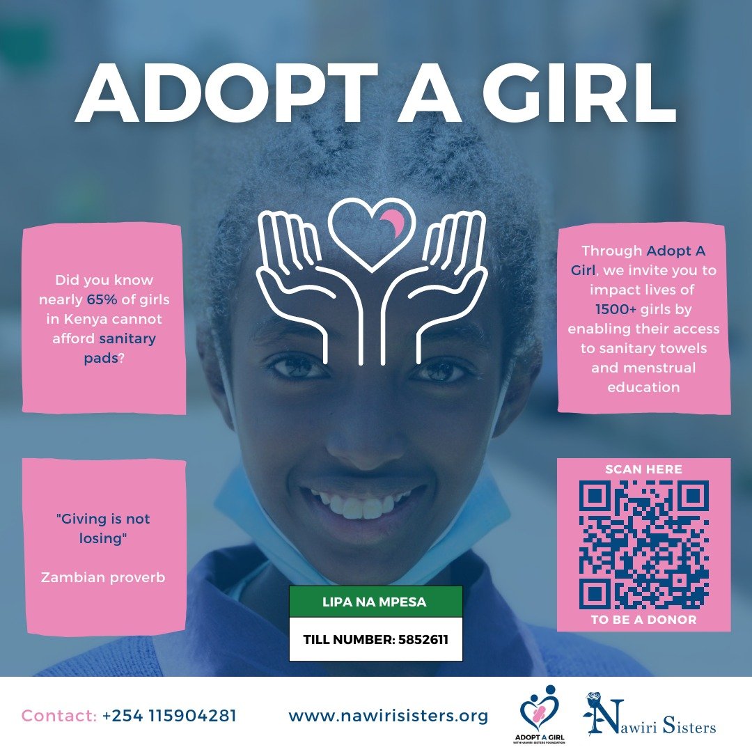 It's a good day to remind you that “It's not how much we give but how much love we put into giving.” 1500+ adolescent girls in Kenya are beneficiaries of #AdoptAGirl. With your kind #donation, we equip them with #menstrualeducation and provide them with #sanitarytowels