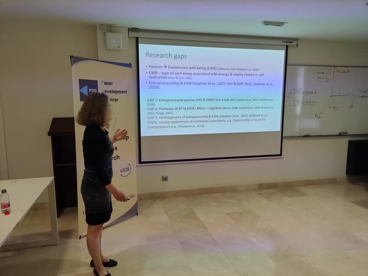 PdsEntrep's tweet photo. Inna Kozlinska is presenting her interesting work entitled "Envisioning the future: the role of passion in eudaimonic well-being of entrepreneurs" in #6PdsEntrep co-organized by @unisevilla and @GEM_es
👏👏👏 https://t.co/5QQ80o8TBD