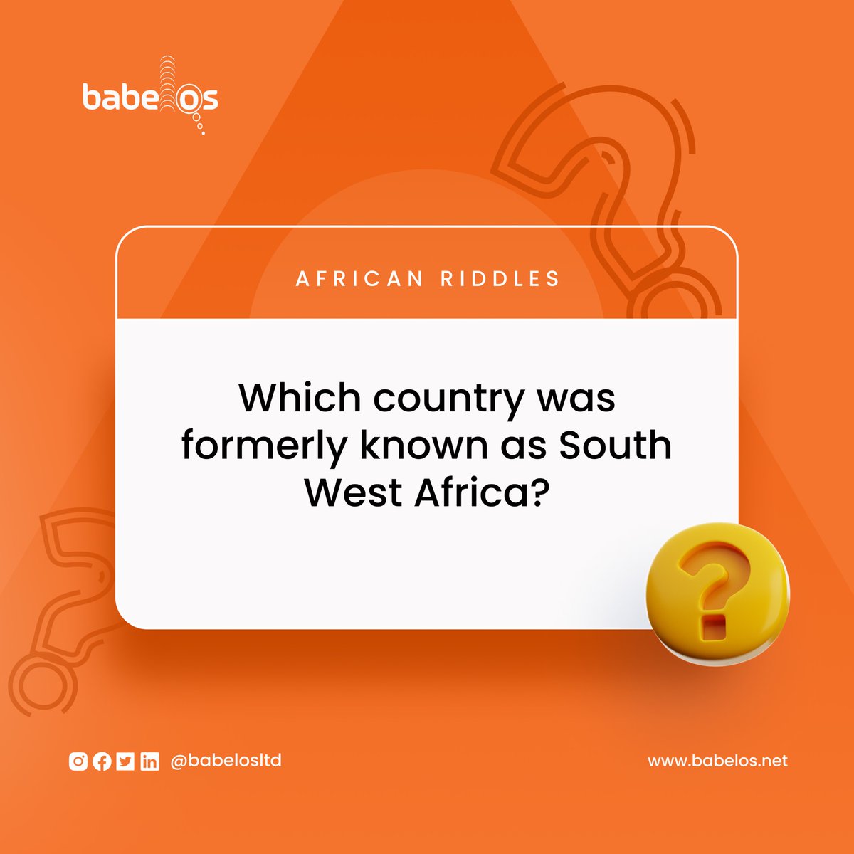 Babelos's tweet photo. Can you guess which African country this is? Comment below 👇

#Babelos #BabelosLtd #AfricanCountries #Languagesoftware https://t.co/4q4kmBbTbW