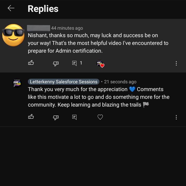 NishantForce's tweet image. #ThankYou #Trailblazercommunity for your love and continuous feedback. Comments like this make my day #happy and motivate me to do more.
Check out the blog and content at bit.ly/sfadminblog and YouTube bit.ly/lksfvideos 
 @trailhead #Salesforceadmin #certification