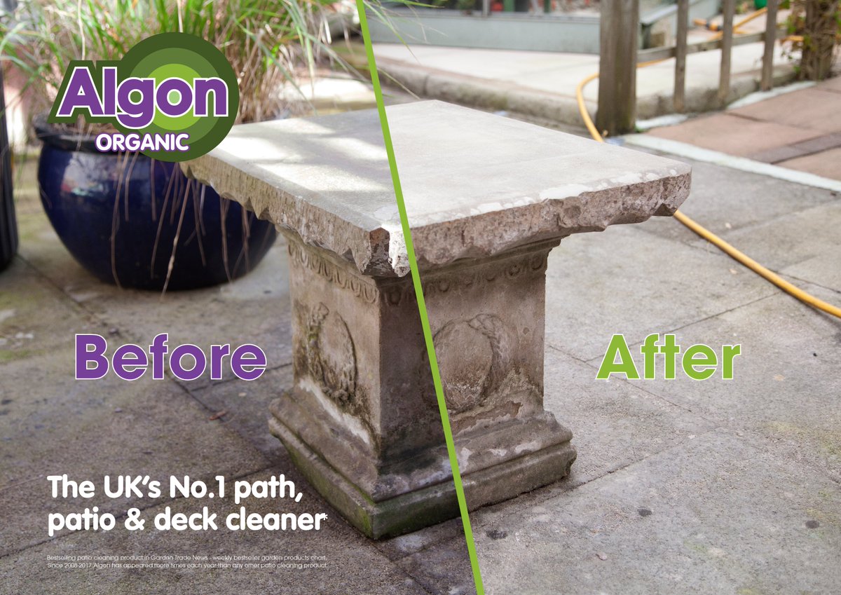 AlgonOrganic's tweet photo. It's a great time of the year to use Algon to keep garden ornaments, furniture and more clean. Available at most garden centres, DIY stores and online. Just apply and leave it to work, no need to rinse after. Easy to use and safe for pets #gardening #nontoxic #safeforpets https://t.co/VaGdTF41MN