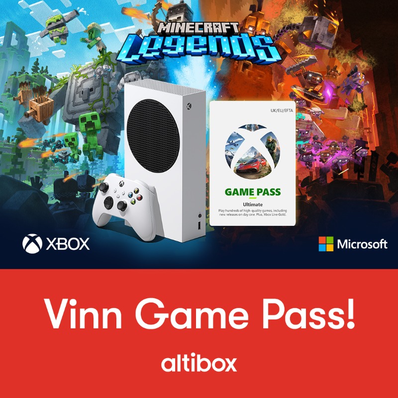 altibox's tweet photo. Vinn 3 måneders Xbox Game Pass Ultimate! ⭐️ 

For å delta i konkurransen må du:
🎮 Like og retweete posten
🎮 Kommentere hvem du vil spille Minecraft Legends med 

Vi trekker 3 heldige vinnere 4. mai! 
Lykke til. 🤞 🎟️ #altiboxforgamers