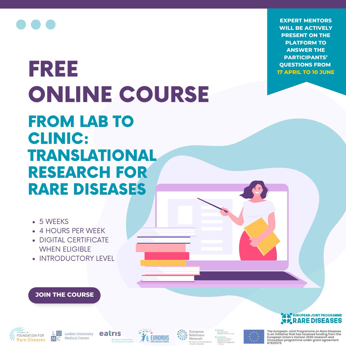 ERN_eUROGEN's tweet image. 🚀Ready to make a difference in #RareDisease research? Join the new session of @EJPRareDiseases MOOC on #TranslationalResearch! Expert mentors will be actively present on the platform to answer participants’ questions until 10 June.
ℹ️More: bit.ly/41fC0w9