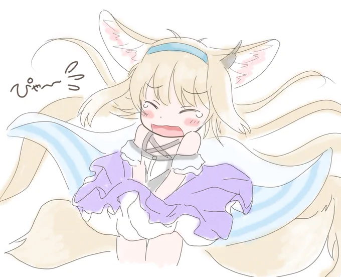 「ぴゃ～～!!」風のいたずらにもてあそばれるスズランちゃんなのでしたぁ～ヾ('▽`*)ゝドスコイ#スズラン #アークナイツ 