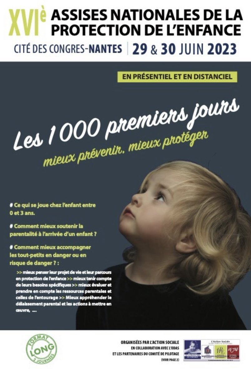 Les XVIe assises de la protection de l’Enfance auront lieu les 29 et 30 juin 2023 à Nantes.
L'ADMR y interviendra le vendredi matin ! 
Découvrez le programme et les modalités d’inscription : assisesprotectionenfance.fr/?page_id=4008 <a href="/ProtectEnfance/">Assises Nationales de la Protection de l'Enfance</a> <a href="/ObsOdas/">Odas</a> <a href="/LeJASMag/">LE JAS</a>