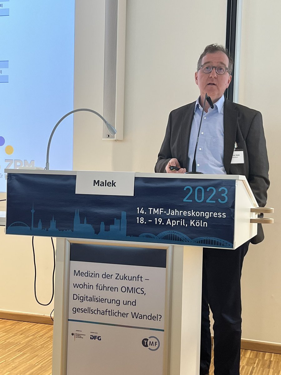 seseberlin's tweet photo. Prof Malek #tmfjk23 stellt das Molekulare Tumorboard im #DNPM als wichtiges Instrument vor - der Versorgung, um Patienten innovativen Therapien zuzuführen, und der Forschung, um vom individuellen Heilversuch zum Lernen und zur Wissensgenerierung zu kommen. https://t.co/lntBsZxyPI