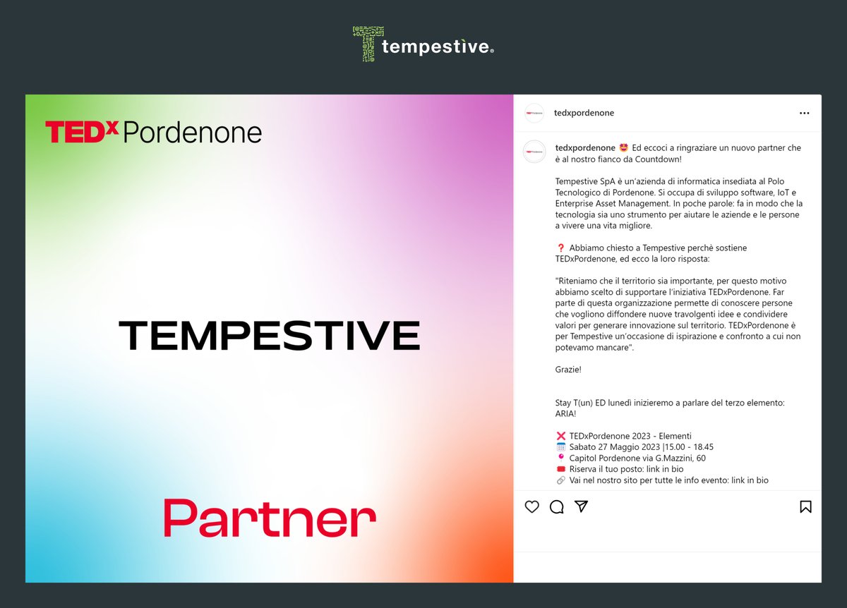 tempestive_com's tweet photo. Tempestive🫶🏼TED❌Pordenone https://t.co/ANytIPC1Ic
#tempestive #tecnologia #sostenibilità #tecnologia #Innovazione #idee #futuro #pordenone #fvg #TEDxPordenone #TEDxofficial https://t.co/5MMRwSykfz