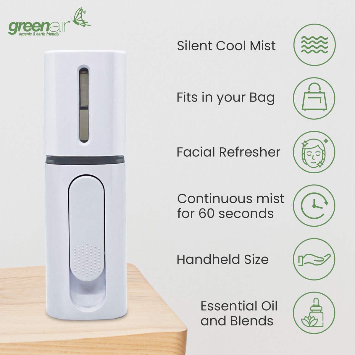 The Mini Mister portable personal sprayer adds protection wherever you go. Use this handy device to disenfect all surfaces in planes, cars, shools, offices, restrooms, anywhere you need. Buy now: newgreenair.com/product/greena…

#GreenAir #NewGreenAir #Diffuser #EssentialOils