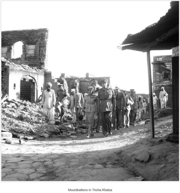 ImtiazMadmood's tweet photo. Thoha Khalsa is a village in the Kahuta 30 miles from Rawalpindi. 

The village was inhabited by wealthy Sikh families - Bindras, Duggals, Anands, and Chandhoks.

Sikh leader Master Tara Singh declares opposition to the partition and tears the flag of Pakistan in Lahore. 

On the evening of March 9, 1947, mobs from the tribal areas entered Thoha Khalsa and gave ultimatums to the Sikhs to convert. 

The actual clashes started the next morning when their numbers swelled to one thousand. 

The local helpless and poor Muslims who had earlier assured safety to the Sikhs remained mute spectators.

After resisting for three days, the Sikhs hoisted white flags and negotiated a truce with the Muslim mobs.
 
Under the agreement, the mobs will loot their houses but will not burn them, kill men, or dishonor the women.
 
The Sikhs collected Rs. 20,000 and gave it to the mob leaders as demanded. 

They then abandoned their own houses and all gathered in the central Haveli of Sardar Gulab Singh. 

Others took shelter in the Dukh Bhanjani Gurdwara.

They saw their houses being looted and burned for six days. 

After looting the houses, the Muslim mob turned to Gulab Singh's Haveli and surrounded it. 

But when defeat and dishonor were imminent, Sikh men started to prepare for the battle till death.
 
While their men fought, the Sikh women started gathering near a well around the garden. 

When just women and children were left, Maan Kaur led all the women to a large well inside the Haveli.
 
She recited Japuji Sahib the Sikh prayer and jumped inside the well.
 
Over 93 Sikh women followed her and all committed mass suicide.

On March 12, 1947, after a long and heroic resistance, 200 Sikhs were killed. The women were asked to embrace Islam, 

The Muslim invaders, aghast at this tragedy, fled from the place. A little later, the military arrived and rescued the survivors.

The Viceroy of India, Lord Mountbatten visited the village. Lady Mountbatten led the rescue and hospitalization of the victims.

Survivors reached the safety of refugee camps in Rawat, Kahuta, and lived to tell their stories.