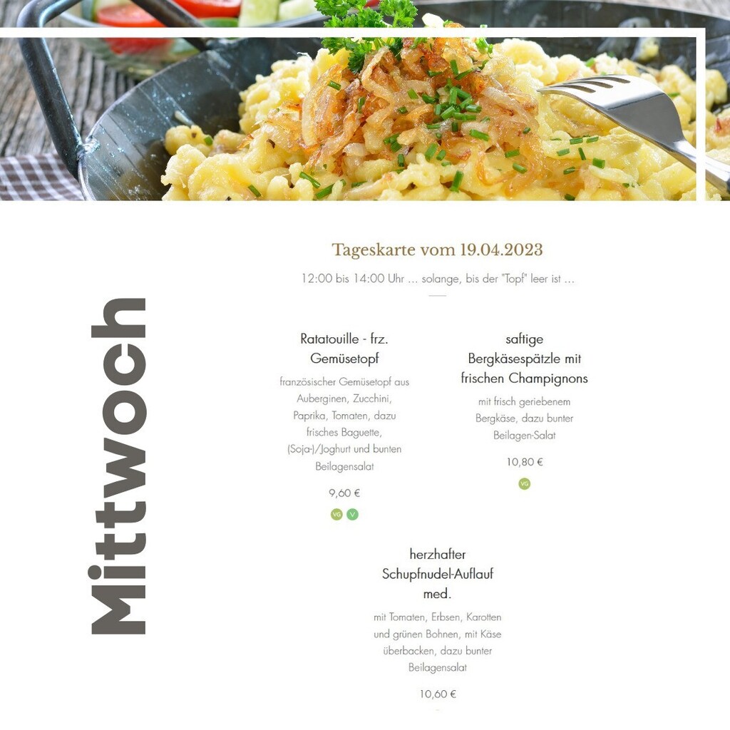 Immer noch unfrühlingshaftes Wochenbergfest ... wir feiern es trotzdem mit Euch ... 

...
bei Hunger: Doppelklick
...😉...

#vegetarisch #vegan #restaurant #mittagessen #ingolstadt #frühling #gemüse #frisch #veganfood #food #lunch #müde #spring #lecke… instagr.am/p/CrLbMzutatM/