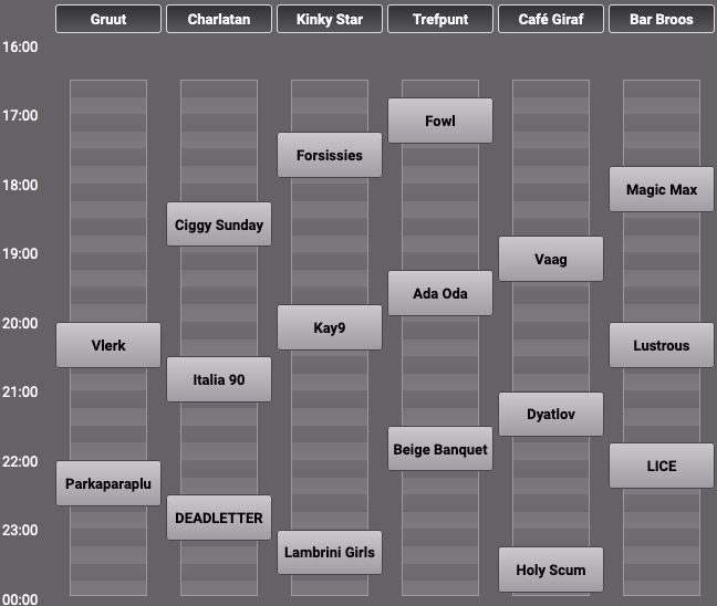 For anyone attending @Democrazy's #BadlandsIII festival coming up this Saturday in #Ghent with i.a. @_DEADLETTER, @Italia90band, @scum_holy, @Lambrini_Girls & more, I've created a @clashfinder to optimize your schedule 🚀🥁 clashfinder.com/s/badlands2023/