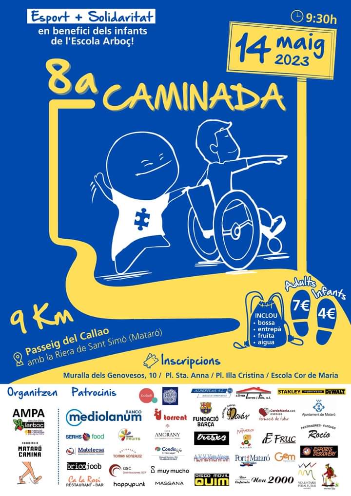 4patasparalbert's tweet image. 8a  Caminata a favor de la Escuela de educación especial L&apos;Arboç de Mataró.
No esperes más, inscríbete!
#autismo #asperger #diversos #juntosumamos #capacidades #escolarboç #discapacidadintelectual #mataro #fundacioelmaresme