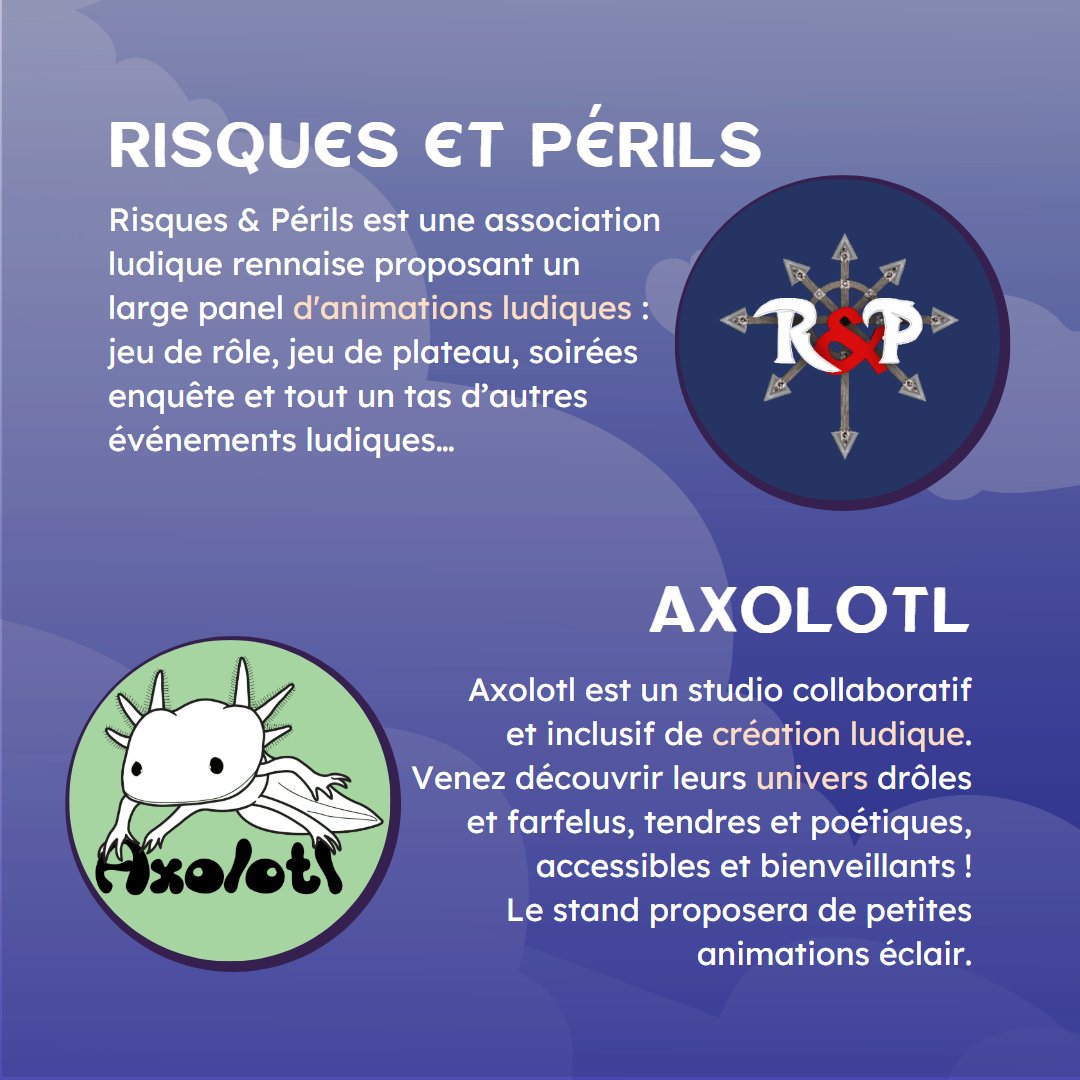 OuestHurlant's tweet photo. PROGRAMMATION | Le jeu de rôle fait son retour à L’Ouest Hurlant ! Rencontrez des auteurices, jouez avec elleux et avec l’association Risques et Périls.
🎲 Toutes les infos sur notre site internet.

@mina_perrichon @Herisson42 @Philemon_Margie @Romaric_Briand @Axolotljdr https://t.co/tnUVMUpDGB