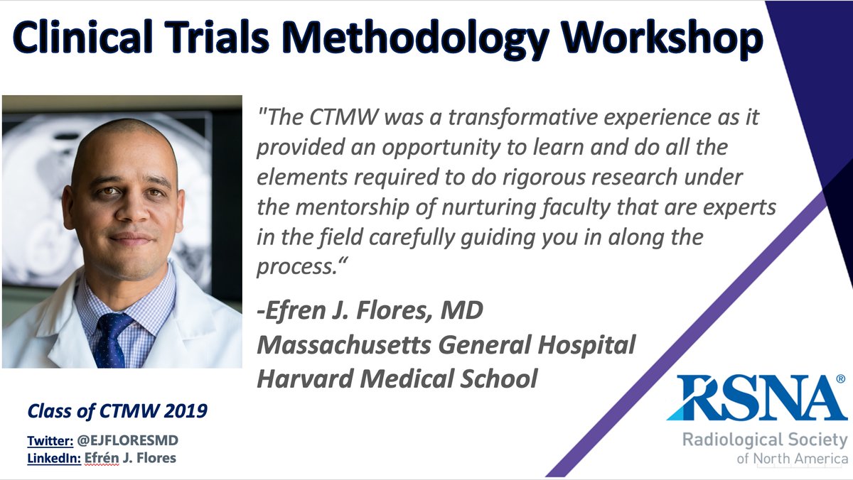We are accepting applications for #2024 #CTMW. Early career radiologists writing clinical trials looking for help from radiology and statistical advisors should apply! Deadline is July 1 rsna.org/CTMW www2.rsna.org/re/CTMW2023/in… @EJFloresMD @MGHImaging @mghradchiefs