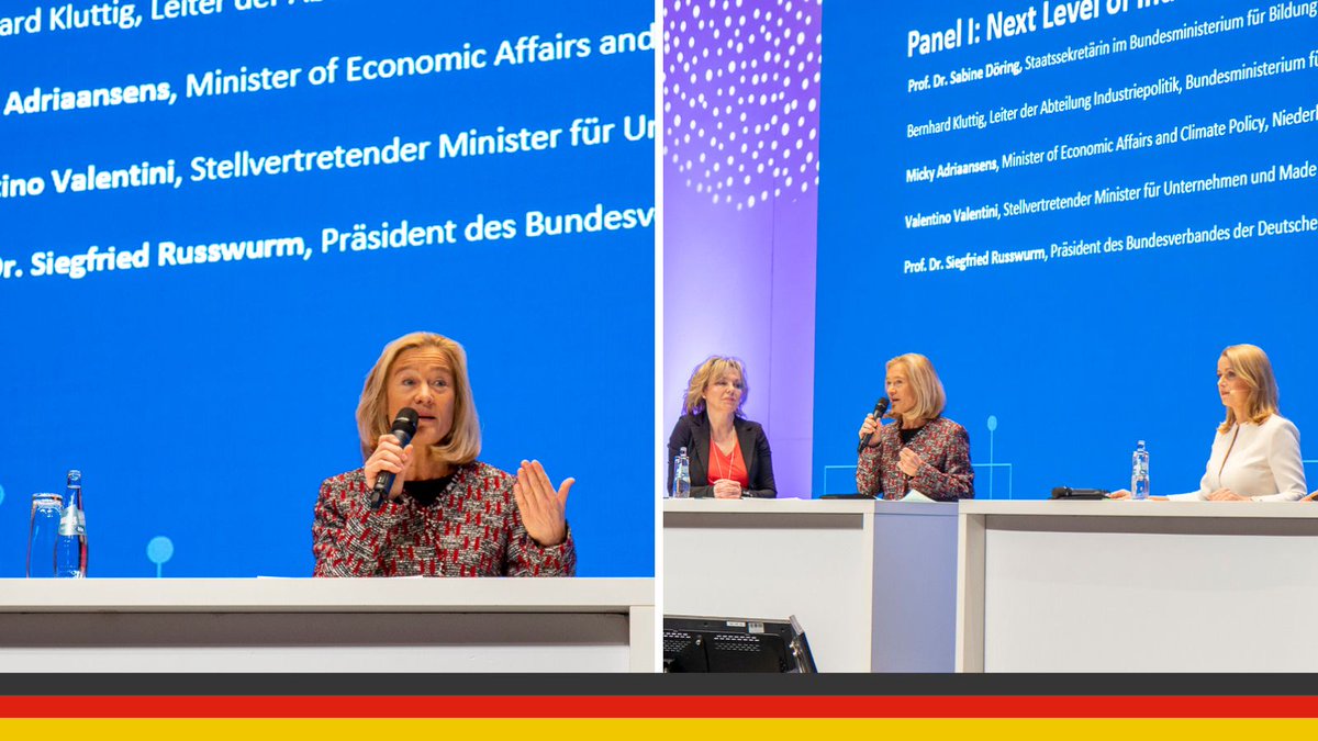 Duitslandnieuws.nl (@dld_nieuws) on Twitter photo Nederlandse minister van Economische Zaken Micky Adriaansens <a href="/MinisterEZK/">Minister EZ</a> benadrukt het belang van Duits-Nederlandse samenwerking tijdens de Leader's Dialogue op de Hannover Messe. #HM23 Nederlandse minister van Economische Zaken Micky Adriaansens <a href="/MinisterEZK/">Minister EZ</a> benadrukt het belang van Duits-Nederlandse samenwerking tijdens de Leader's Dialogue op de Hannover Messe. #HM23