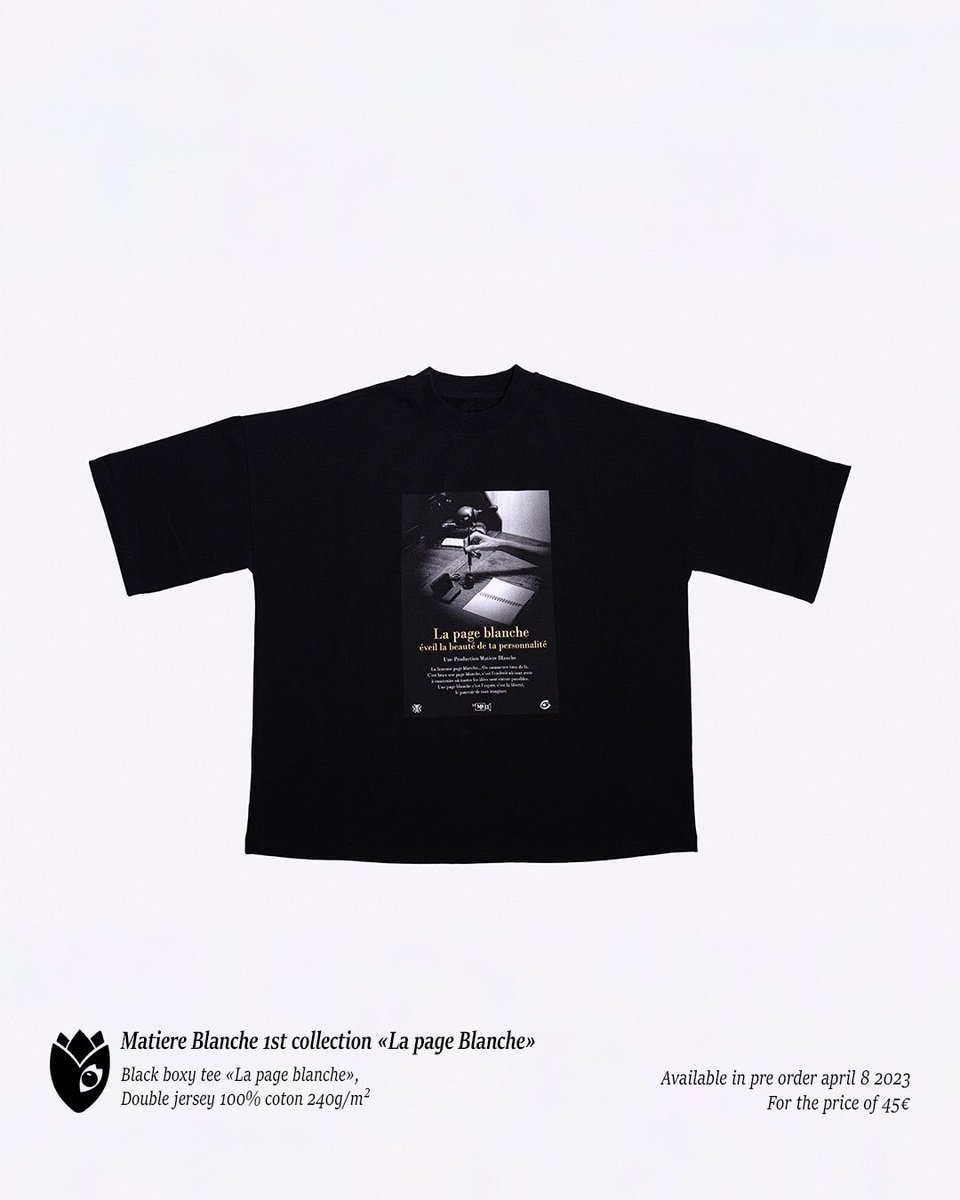 Matiere_Blanche's tweet photo. 1ere collection : La page blanche - Tshirt « l’affiche », disponible en pré commande sur https://t.co/i6l1JFxtXi jusqu’au 22 avril. 🌷🌷 https://t.co/MPRX48maxJ