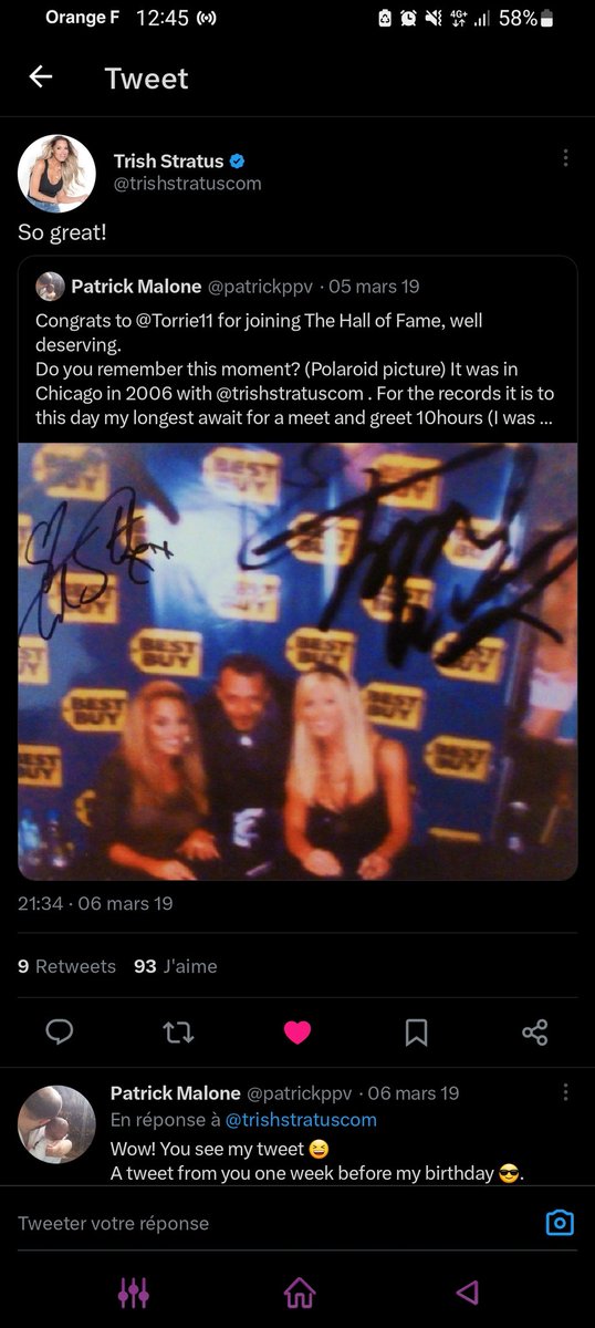 patrickppv's tweet photo. Hello @trishstratuscom you absolutly need to come on WweEuropean tour next week and specially in #WweParis next saturday because we need meet again (I was here for your Hof induction in NY:you need to came 1 time in my city😉) YOU WAS SO RIGHT last night during Raw👏 https://t.co/h5ebSoUoVU
