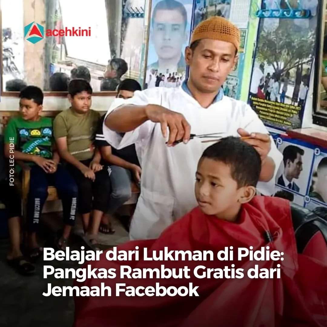 acehbaik's tweet photo. Warga Pidie, Aceh, ini aktif dalam pelbagai aksi sosial membantu yatim dan orang kurang mampu: pangkas rambut hingga les bahasa Inggris gratis. Dana bersumber dari donatur yang dikenal via Facebook. 
https://t.co/iKJnPo3KS1 

@AREAJULID @acehkini https://t.co/HlNTUKv7K6