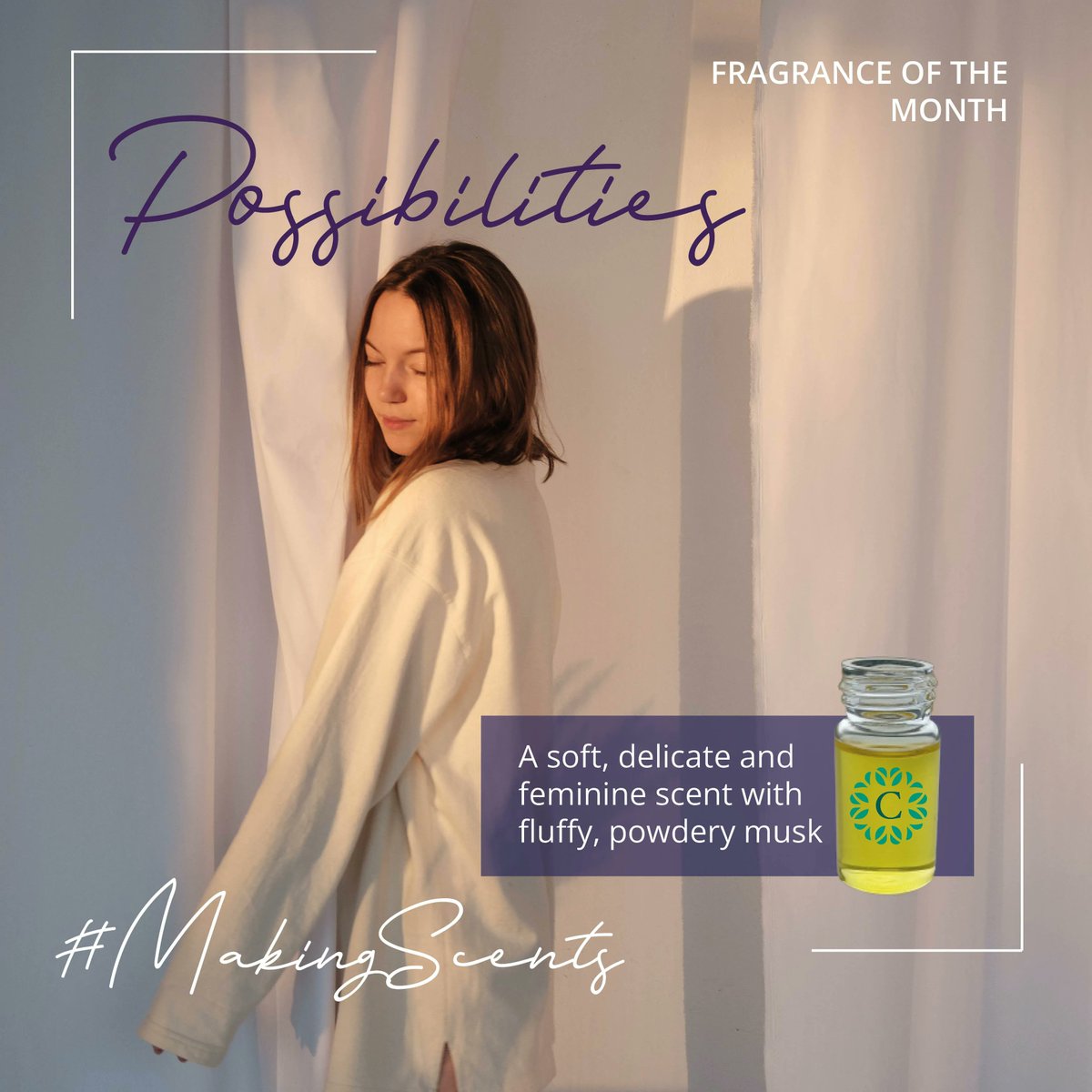 Launching our brand-new monthly feature – Our #FragranceoftheMonth.
Called Possibilities, this is a seductive soft yet fiery #composition. This #sensual and provocative #scent encapsulates a sultry yet passionate woman.
Contact us for samples.

#perfume #eaudetoilette
