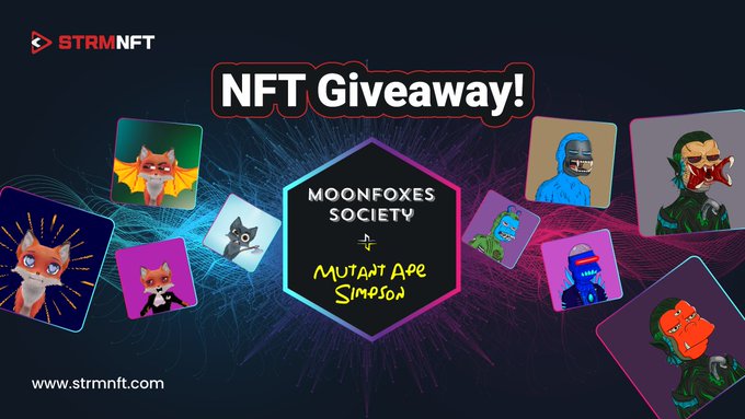 foxesbits's tweet image. Hello nft family, we are excited and we are doing airdrops from the moonfoxes society collection together with MutantApeSimpson on the best STRMNFT platform! 

Take the opportunity to join our discord and make new friends: discord.gg/xSWGFBYa52

#STRMNFTGiveaway #STRMNFTCreator
