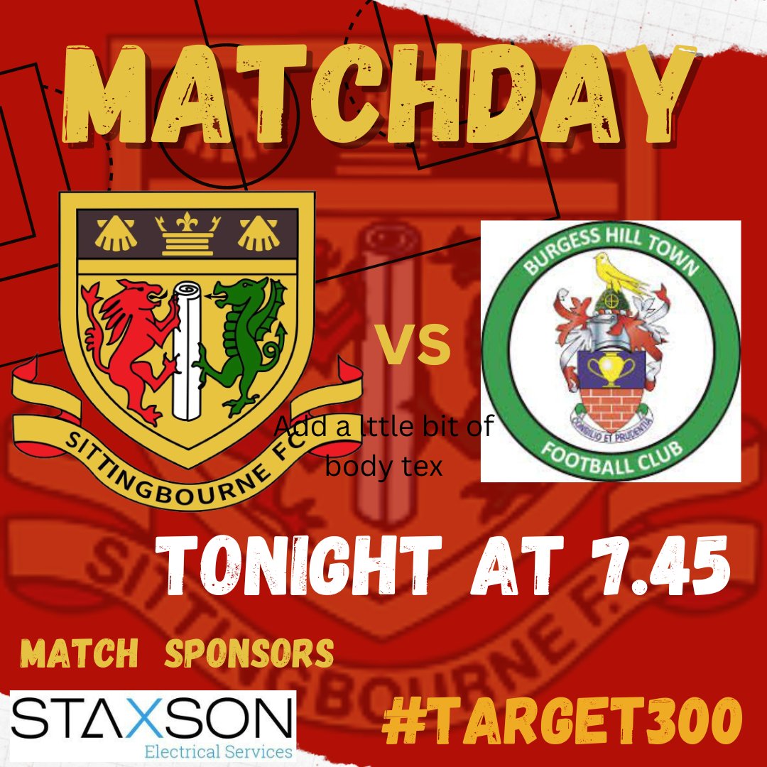 SittingbourneFC's tweet photo. We try again for the last Woodstock game of the season...

TONIGHT
Brickies v @Official_BHTFC 
Kick off 7:45

Footie for a fiver for season ticket holders of ALL clubs who just want a football fix!

#COYB #target300 #backthebrickies https://t.co/88igDvgzh4
