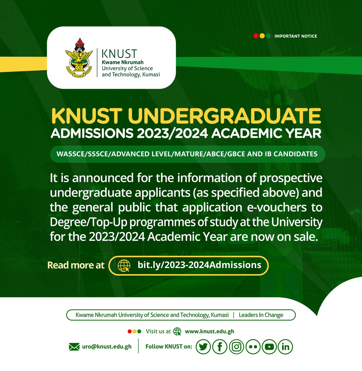 KNUST on Twitter "It is announced for the information of prospective