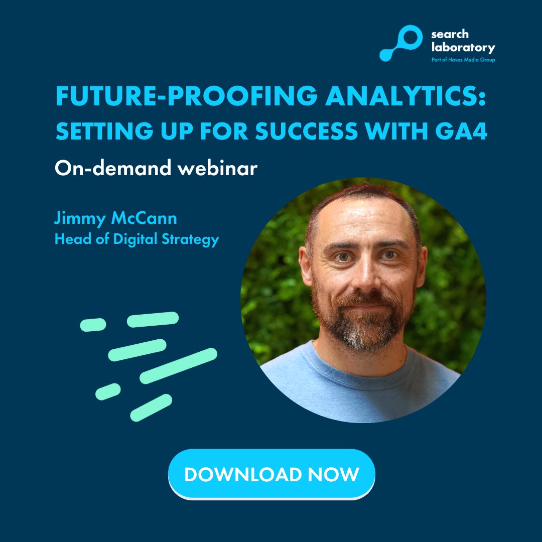 searchlabs's tweet photo. We're excited to announce our latest webinar on GA4!

Join us as our Head of Digital Strategy, Jimmy McCann, explores how GA4 is revolutionising analytics with advanced solutions for the challenges of a cookieless world.

Download the webinar now.🔽
https://t.co/2gBrvO98yC

#GA4 https://t.co/p4J4T9AzEb