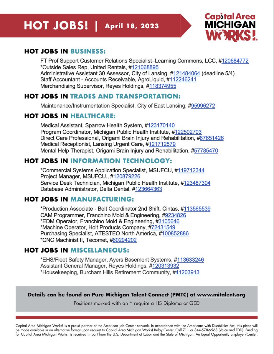 camwjobs's tweet image. Searching for a new job can be stressful, but our Weekly Hot Jobs Report will help you find your next opportunity. Start by taking a look at this week's available jobs! #MiJobs camw.org/career-seekers…