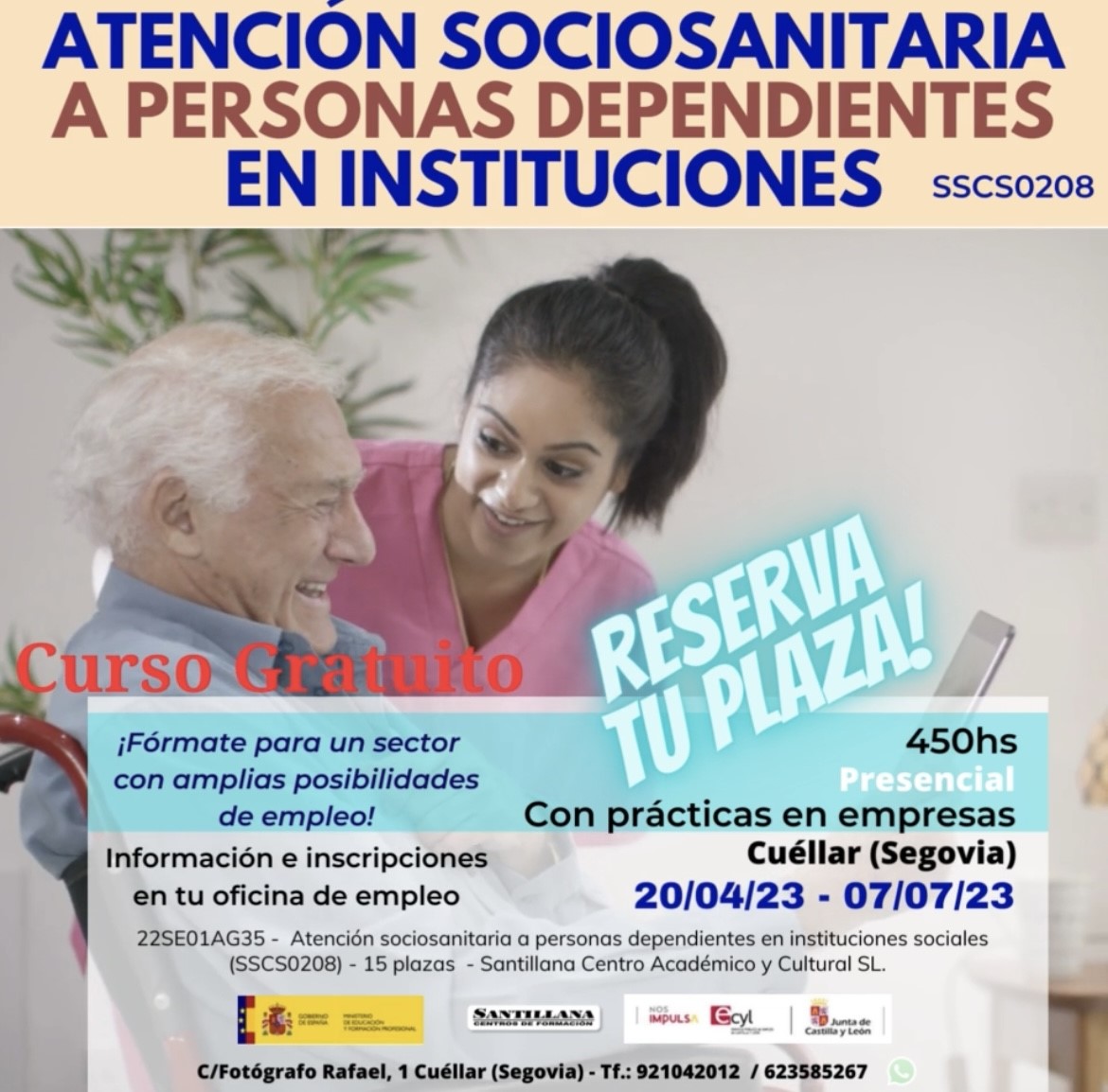 ayto_monte's tweet photo. ***Curso certificado de profesionalidad "Atención sociosanitaria a personas dependientes***
Adjuntamos cartel del curso que  van a impartir del certificado de profesionalidad "Atención sociosanitaria a personas dependientes en instituciones s(...)
+info: https://t.co/d1YyNXw6yp https://t.co/c1JC4ryNGp