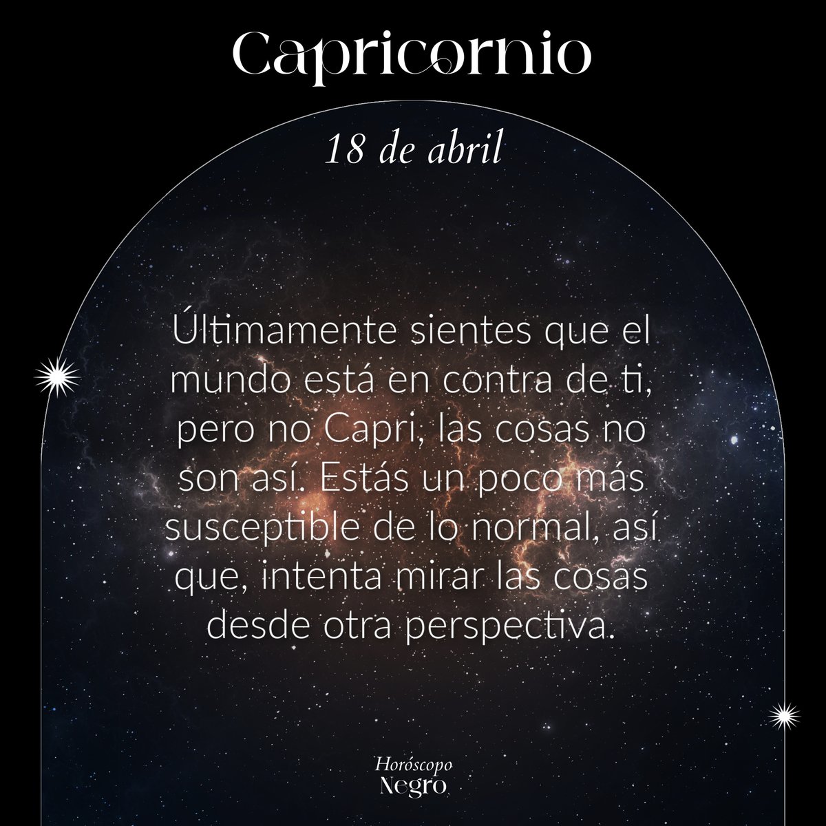 El horóscopo diario del 18 de abril para Capricornio 🔮♑ Lee completo aquí: horoscoponegro.com/capricornio-ho…