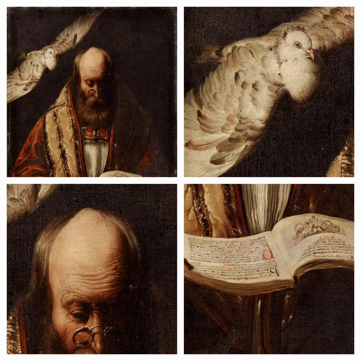 PetrelliFlavia's tweet image. Davvero eccezionale la scoperta ad opera di @MilovanCavor nei depositi portoghesi del @MNAA_Lisboa di questo bellissimo quadro di recente restaurato.Prezioso ogni elemento :le piume della #colomba,il #Santo barbuto ritratto con gli #occhiali del tempo,l'incipiente calvizie( ed /