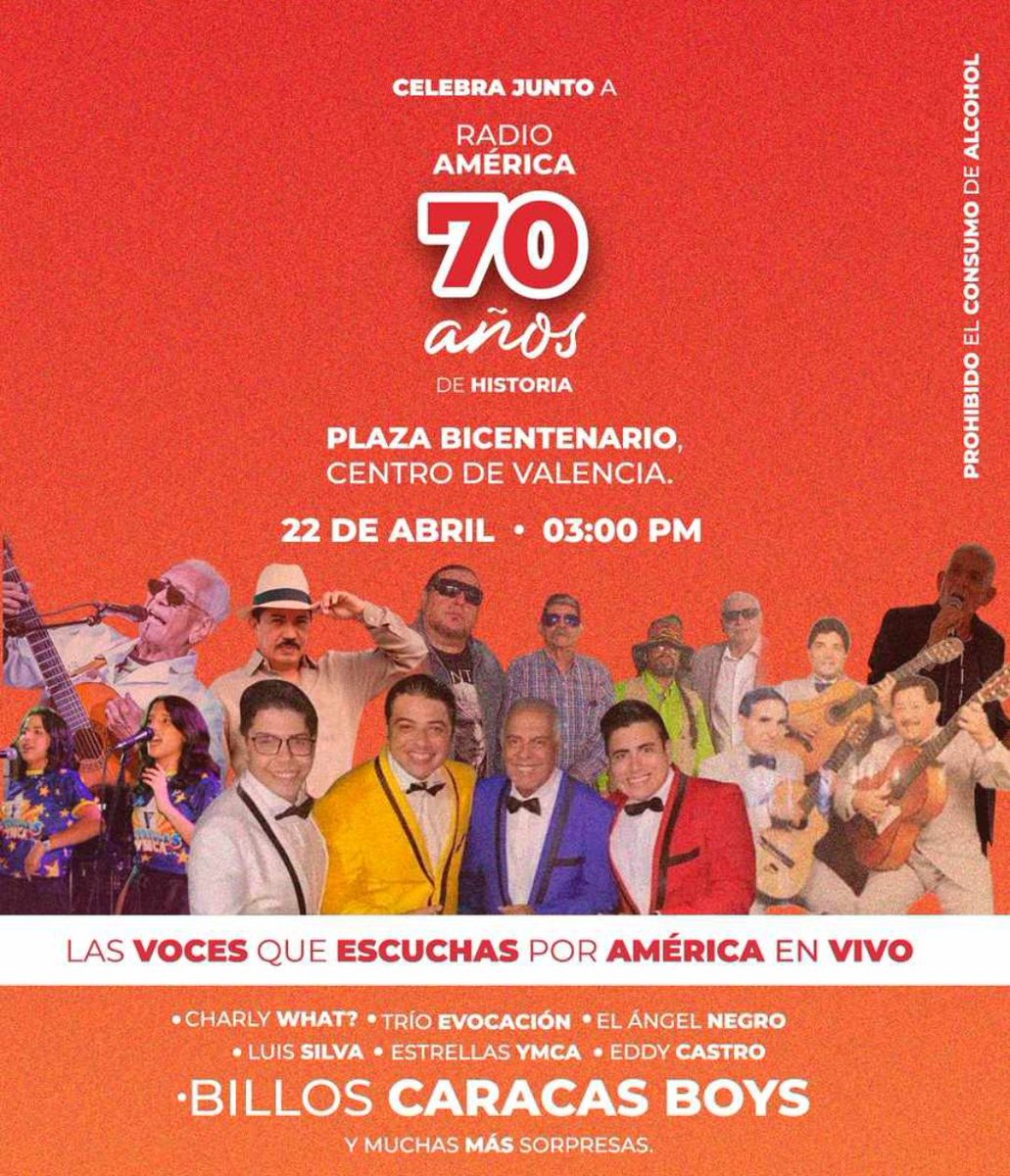 Vamos a celebrar los 70 años de Radio América en Valencia el próximo sábado 22 de abril.