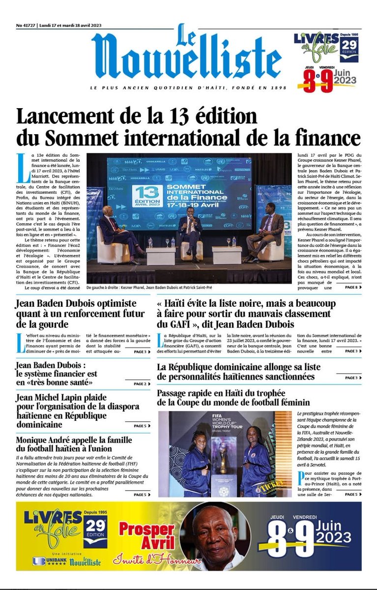 nouvelliste's tweet photo. La Une du Nouvelliste ! https://t.co/5gsgDTmS6h