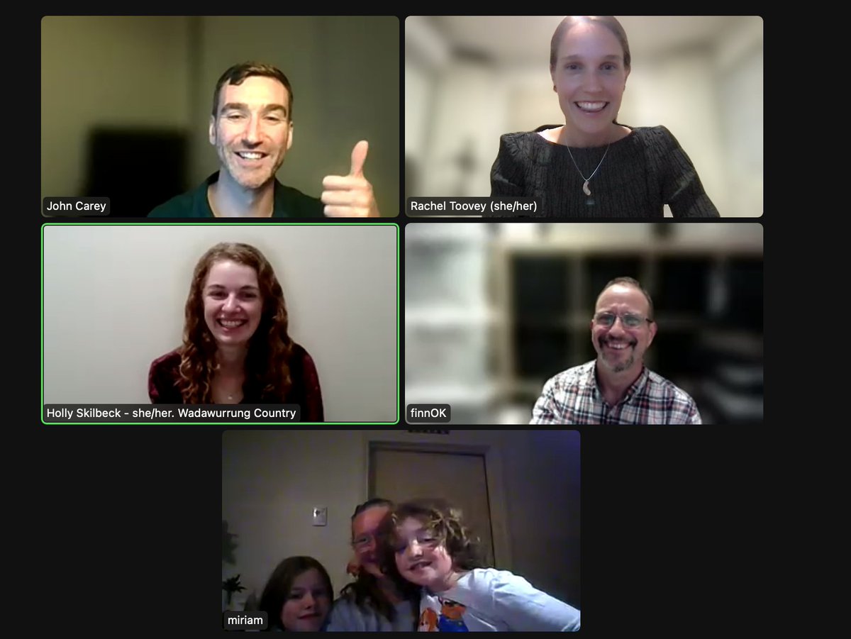 Happy faces of our #CycLinkCoDesignStudy co-investigator steering group following our celebration event to share outcomes with participants &amp; broader research team a fortnight ago. It has been a privilege to work with <a href="/physiwheels/">John Carey</a>, <a href="/miriamjyates/">miriam joy</a>, #FinnOkeefe &amp;  #HollySkilbeck🙏🚲