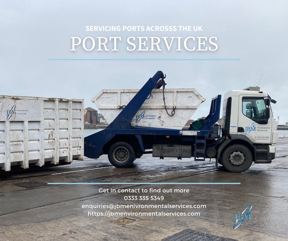 jbmenvironment's tweet photo. JBM Environmental Services' port services team is now providing waste management solutions across the UK. Contact us today for the perfect skip or container for your project! 🌍🚢🗑️

0333 335 5349
#JBMEnvironmentalServices #PortService https://t.co/7YmR5t3TwE
