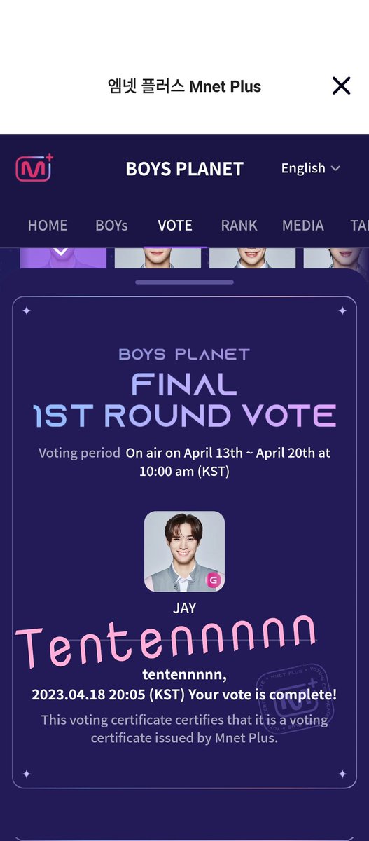 ChagySunshine's tweet photo. @sooyu1_ Another day, another vote for Jay!! #Jaydebut https://t.co/RM2gJYfFTp