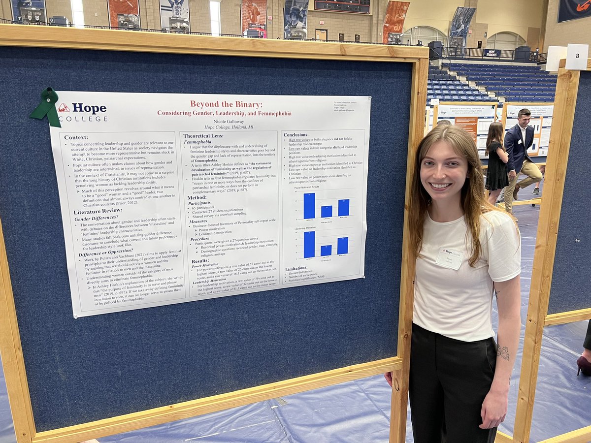 hopecommdept's tweet photo. Proud of @hopecommdept senior & comm major Nicole Galloway for presenting her comm & WGS research at last weekโs @HopeCollege #CURCA! Congrats to all students who showcased their scholarly talents & to all profs who mentored them! ๐งก๐ #HopeForward #GoHope https://t.co/uX78iQQSEw