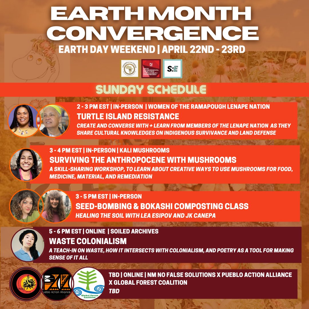Not sure what to do for Earth Week in NYC?

Join us at La Plaza Cultural de Armando Perez #garden in the Lower East Side for a weekend long (Sat, 04/22 and Sun, 04/23) #EarthDay celebration of powerful movements in defence of Mother Earth. 

Sign up now: bit.ly/earthmonthconv…