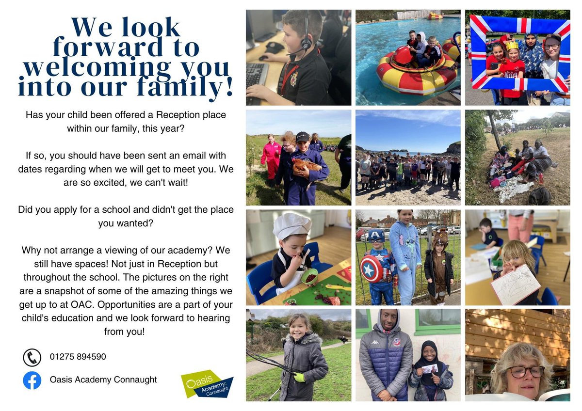 Are you joining our family in Reception? If so please see the details below ⬇️

If you would like to arrange a visit to our academy then please find the details attached. We would love to see you! ♥️ 

#connaughtcares