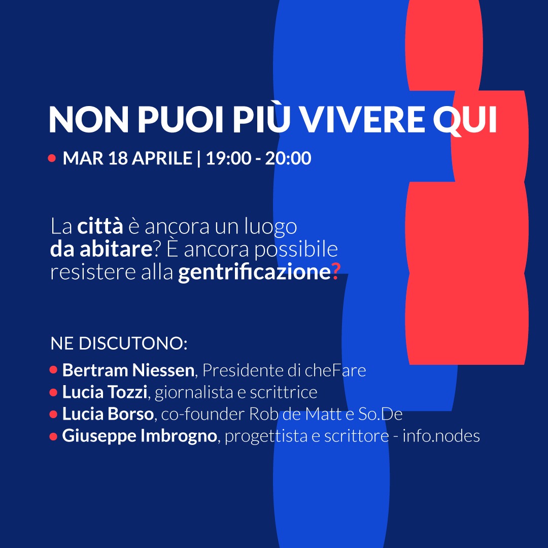 CronopioE's tweet photo. martedì 18 aprile, ore 19-20
La città è ancora un luogo da abitare?
Ne discutono a Milano, a #RobdeMatt
 #BertramNiessen #LuciaTozzi #LuciaBorso #GiuseppeImbrogno

@RivistaStudio @Leparoleelecose @Lettera_22 @ilTascabile @marans77 @Leparoleelecose @che_fare @PrudenzanoAnton https://t.co/f4eTXLtEO9