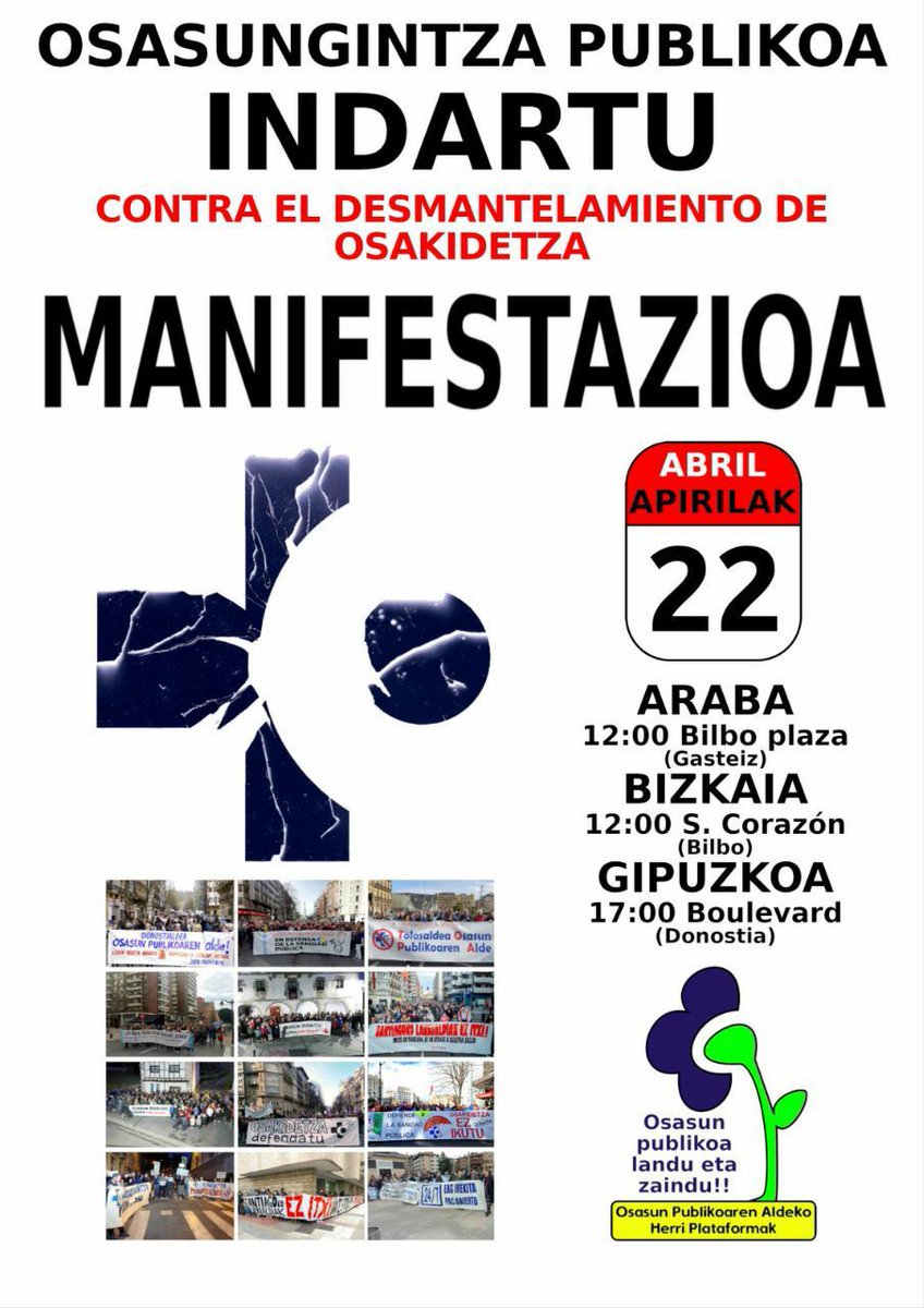 Desde *Lehen Arreta Arnasberritzen*, como plataforma comprometida con la potenciación de la Atención Primaria en Euskadi, somos conscientes de la dirección que está tomando Osakidetza. 
Nos unimos a las manifestaciones convocadas por la OPA y apoyadas por los sindicatos.