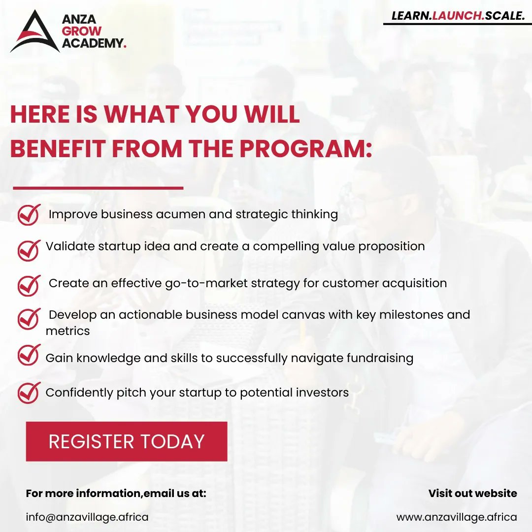 AnzaGrowAcademy's tweet photo. Are you ready to take your startup to the next level?Anza Grow Academy is for you!

Our program equips you with the essential tools,skills, and knowledge needed to succeed in the competitive world of entrepreneurship.

Apply for the program now.👇🏼
https://t.co/whluiaZytk https://t.co/6U8j58cRqC