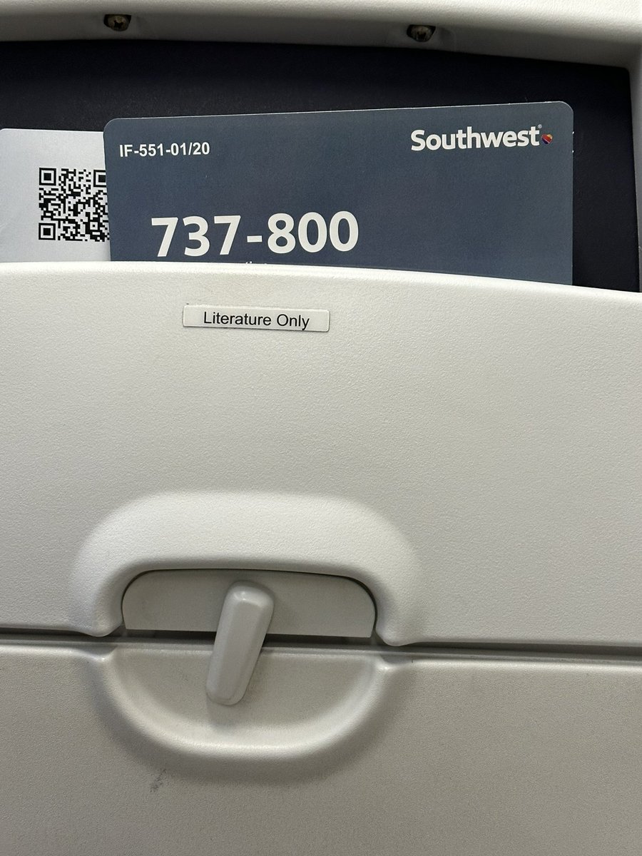aoneill93's tweet photo. A new first in flying this morning.

@SouthwestAir had the wrong safety cards in the seat-back pockets. Credit to the flight attendant who realized it early, and worked quickly to have new ones delivered.

Full plane effort to remove/replace the cards so we could get out on time. https://t.co/Z1HtRAxGsh