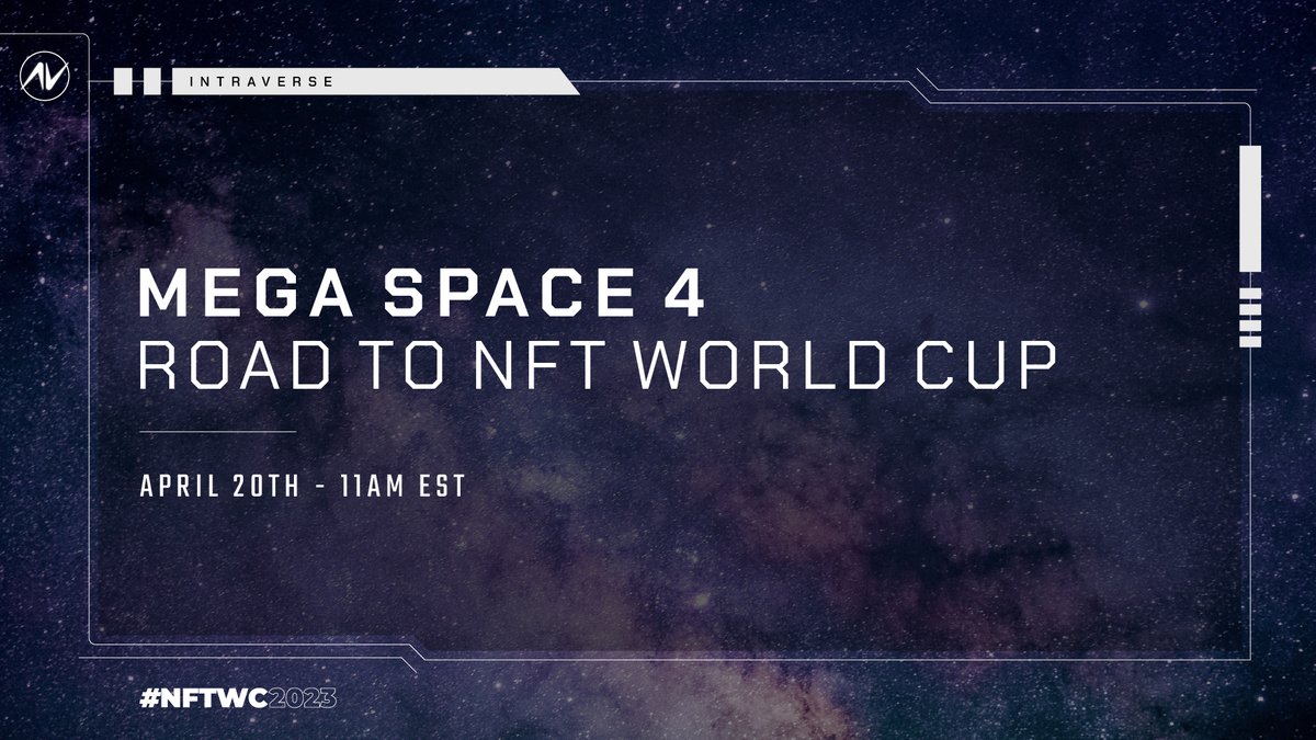 intraVerse_Game's tweet image. Come join our last Mega Space before the NFT World Cup with partner projects! 🏆

🎁 We will give away: $25 in ETH + 2x partner NFTs + 15x WLs for our upcoming Galaxy Pass drop!

🗓️ Set a reminder here: