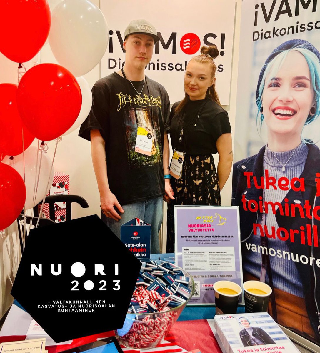 Nähdäänkö  #NUORI2023 tapahtumassa. Tuu juttelemaan <a href="/vamosnuoret/">vamosnuoret</a>  ständille! <a href="/HDLsaatio/">Diakonissalaitos</a>   #ääninuorille