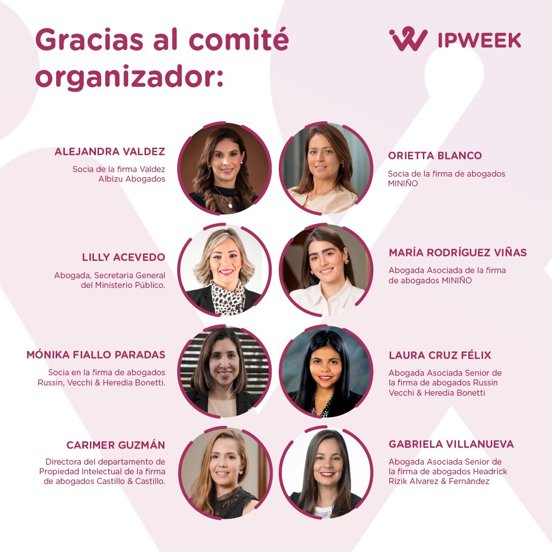 Nos complace presentarles al Comité Organizador de la IP WEEK 2023, un apasionado y dedicado equipo de profesionales especializados en propiedad intelectual que ha estado trabajando arduamente para crear un evento excepcional para todos ustedes.