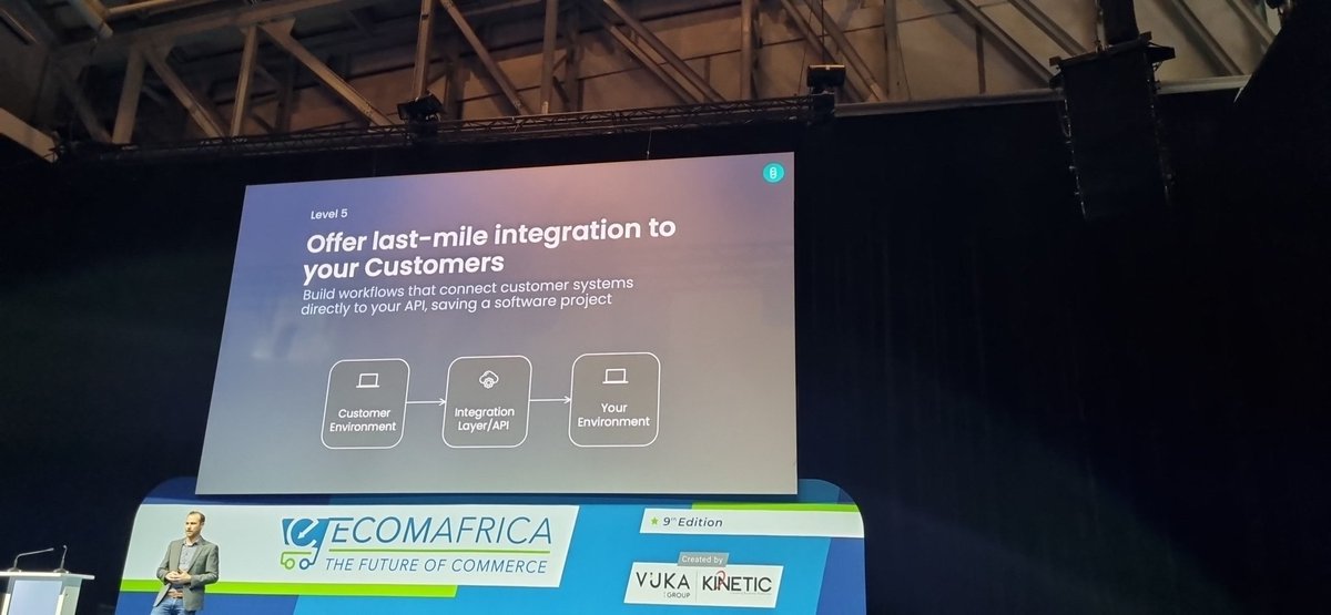 Kaabwe's tweet photo. Sensible advice on #app #integration in #ecommerce by @Flowgear #DanielChilcott via @Ecomafricacon #ecomafrica23 #retail in both directions #Customers #Suppliers #API https://t.co/EM0fq8Mub3