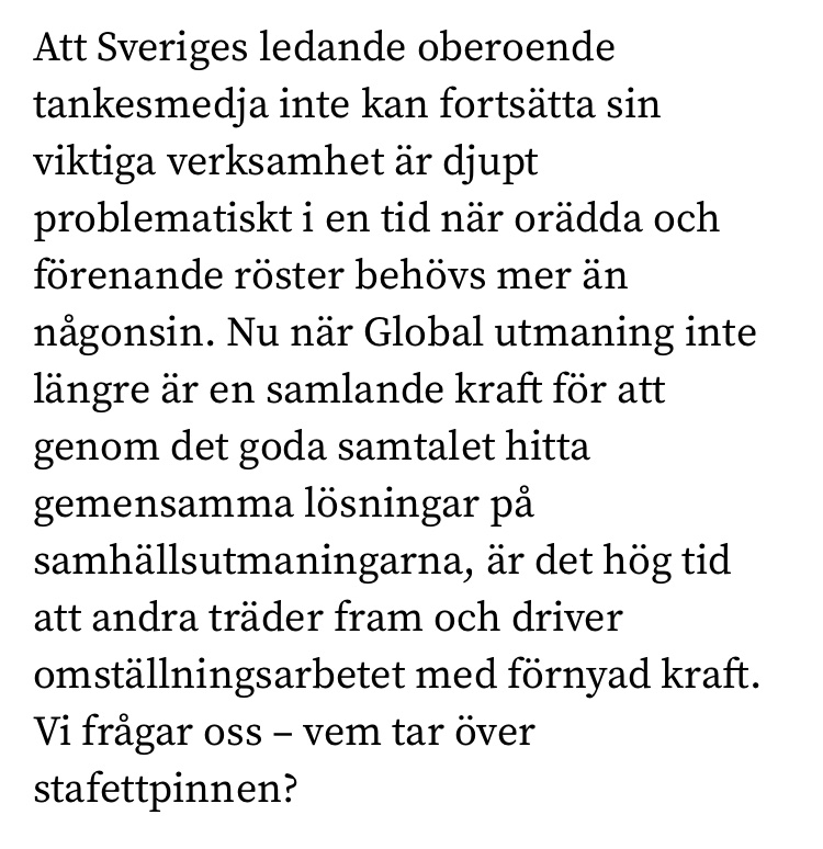 En viktig röst har tystnat – nu måste andra höja sin. Debattartikel i <a href="/ETC_redaktionen/">Dagens ETC</a>  idag. etc.se/debatt/en-vikt…